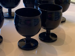 Vintage Black Glass Goblets by Block