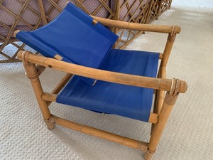 Vintage Rattan and Canvas Chair