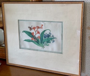 Framed Floral Silk Picture