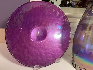 Decorative Purple Shimmery Plate and Hurricane Shade