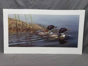 lot 65 image: First outing - Common Loons by James A Meger Number 16271750