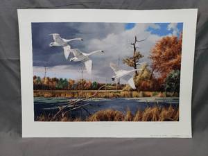lot 73 image: U.S. Bank Presented Autumn at Baker - Trumpeter Swans by David A. Maas