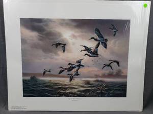 lot 76 image: North Wind Mallards  by John C. Green Artists Proof Number 5895