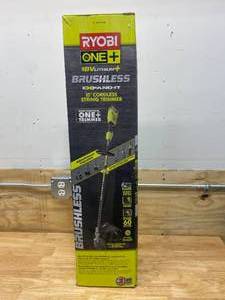 lot 24 image: ONE 18-Volt Lithium-Ion Cordless Attachment Capable Brushless String Trimmer