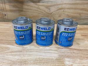 lot 52 image: E-ZWELD Lot of 3-  16 oz Cans of WETDRY QUICK SET LOW VOC BLUE PVC CEMENT (22203)