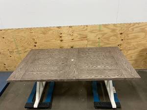 lot 13 image: HAMPTON BAY Beacon Park Gray Rectangular Farmhouse Steel Outdoor Patio Dining Table