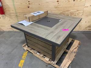 lot 18 image: HAMPTON BAY Summerfield 44 in. x 24.5 in. Square Steel Propane Fire Pit with Wood-Look Tile Top