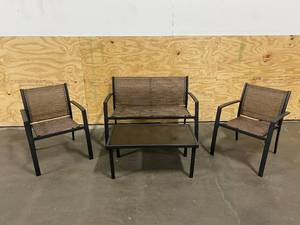 lot 20 image: CASAINC Brown 4-Piece Steel Patio Conversation Seating Set