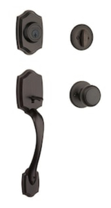 lot 95 image: KWIKSET Belleview Venetian Bronze Single Cylinder Door Handleset with Cove Door Knob Featuring SmartKey Security