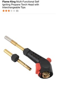 lot 32 image: FLAME KING MULTI-FUNCTIONAL SELF IGNITING PROPANE TORCH HEAD WITH INTERCHANGEABLE TIPS. SEE PICTURES