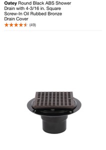 lot 37 image: ASSORTED SIZES OATEY DESIGNLINE STAINLESS STEEL SQUARE SHOWER DRAINS WITH MATTE BLACK COVERS. SEE PICTURES