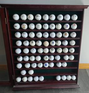 lot 93 image: Golf Enthusiast Curio Cabinet Balls and Clubs