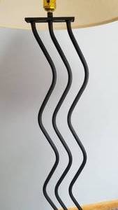 lot 74 image: Modern Black Swerved Tri Rod Floor Lamp