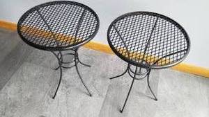 lot 70 image: Petite Black Matte Metal Outdoor Side Tables