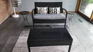lot 65 image: Patiojoy Black Wicker Patio Loveseat