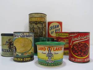 lot 15 image: Nice Lot of Old Vintage Food Advertising Cans Tins Boxes etc