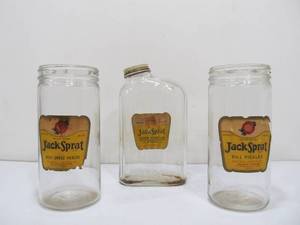 lot 18 image: Lot of 3 Antique JACK SPRAT Paper Label Advertising Jars