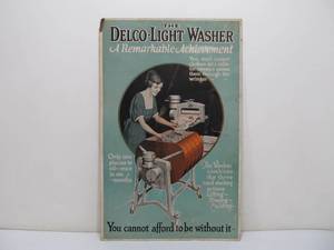 lot 26 image: Antique 1910s Delco-Light Washer Washing Machine Advertising Poster