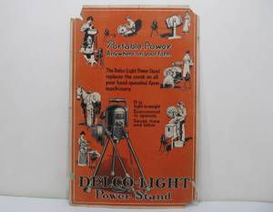 lot 27 image: Antique 1910s Delco-Light Power Stand Advertising Poster