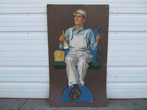 lot 36 image: LARGE Vintage DUPONT Paint Diecut Advertising Sign