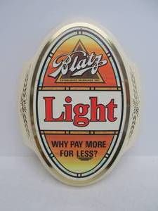lot 52 image: Vintage BLATZ LIGHT Oval Beer Sign