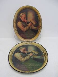 lot 54 image: 2 Vintage Oval Metal LEINENKUGELS 115th Anniversary Beer Trays