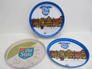 lot 55 image: 3 Vintage OLD STYLE Metal Beer Trays