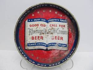 lot 56 image: Vintage 1940s Era RHEINGOLD Metal Beer Tray