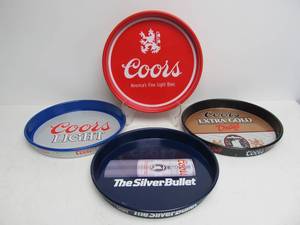 lot 58 image: Lot of 4 Different Vintage COORS & Coors Light Metal Beer Trays