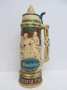 lot 63 image: Large Vintage MINNEAPOLIS BREWING Company Chalkware Wunderbar Beer Stein Display