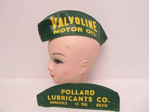 lot 68 image: 2 Vintage VALVOLINE  Pollard Lubricants Service Station Caps