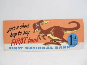 lot 76 image: Vintage 1950s Era 1st National Bank Kangaroo TrolleyStreetcar Sign