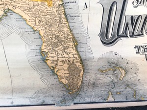 lot 5 image: Large Antique 1890s Union Pacific Overland Route Railroad Wall Map