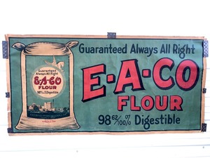 lot 8 image: Large Antique E-A-CO MinneapolisWaseca Flour Advertising Banner