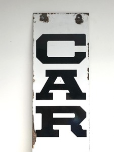 lot 2 image: Antique Double Sided 1910s-20s CAR STOP Porcelain Trolley Car Vertical Stop Sign