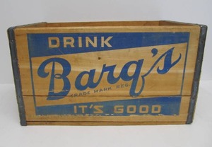 lot 172 image: Nice vintage BARQS Root Beer Soda Crate