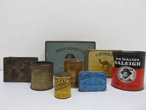 lot 207 image: Lot of Vintage & Antique Tobacco tins