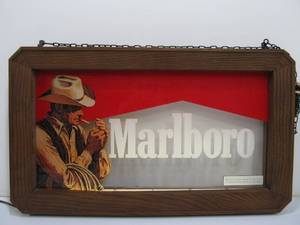 lot 181 image: Vintage MARLBORO MAN Lighted Western Smoking Sign