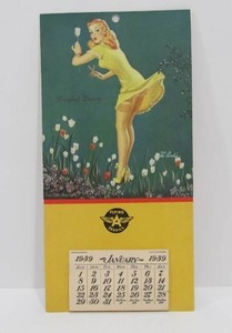 lot 82 image: Original 1939 FLYING A Gasoline Service Station Pinup Advertising Calendar
