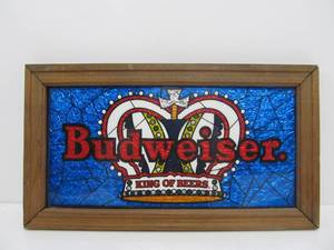lot 83 image: Vintage 1970s BUDWEISER King of Beers Framed Sign