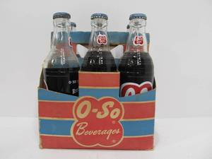 lot 131 image: NOS Vintage 1950s O-SO GOOD Full Grape Soda Bottles wOriginal 6 Pack Case