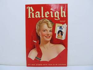 lot 139 image: Nice Vintage RALEIGH Cigarettes Pinup Girl Advertising Poster