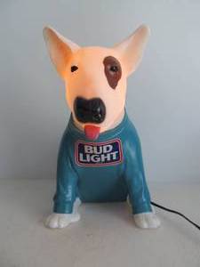 lot 244 image: Vintage 80s BUD LIGHT Spuds Mackenzie Lighted Beer Display