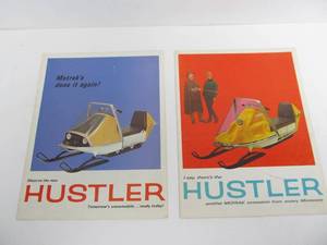 lot 117 image: 2 Vintage Motrak HUSTLER Snowmobile Dealer Brochures