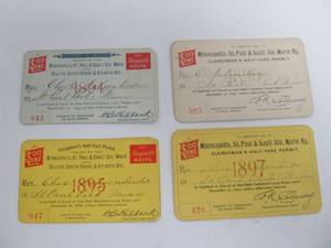 lot 161 image: Lot of 4 Antique 19th Century Minneapolis, St. Paul & Sault Ste Marie Railway Passes