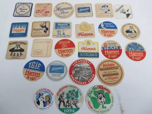lot 168 image: Lot of 25 Vintage HAMMS Beer Coasters