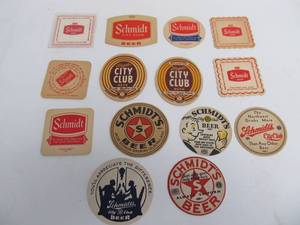lot 169 image: Lot of 14 Vintage SCHMIDT Beer Coasters