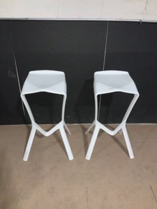 lot 22 image: MOD MADE 32 IN. WHITE ASPECT MODERN PLASTIC BAR STOOL (SET OF 2)