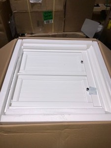 lot 30 image: HOME DECORATORS COLLECTION Hampton Harbor 26 in. W Double Tilt-Out Beadboard Hamper in White