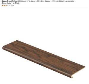 lot 62 image: CAP A TREAD COFFEE HS HICKORY 47 IN. LONG X 12-18 IN. DEEP X 1-1116 IN. HEIGHT LAMINATE TO COVER STAIRS 1 IN. THICK. SEE PICTURES